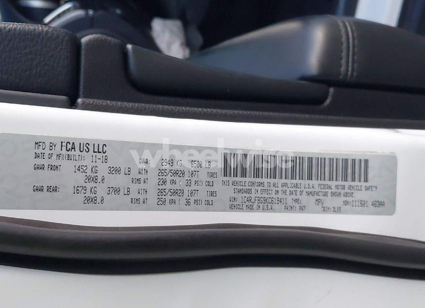 Photo 9 of 2019 Jeep Grand CHEROKEE LIMITED 4X4 (VIN 1C4RJFBG9KC619411)