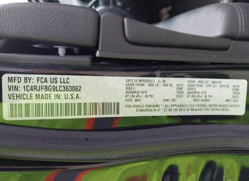 Photo 9 of 2020 Jeep Grand CHEROKEE LIMITED X 4X4 (VIN 1C4RJFBG9LC363062)