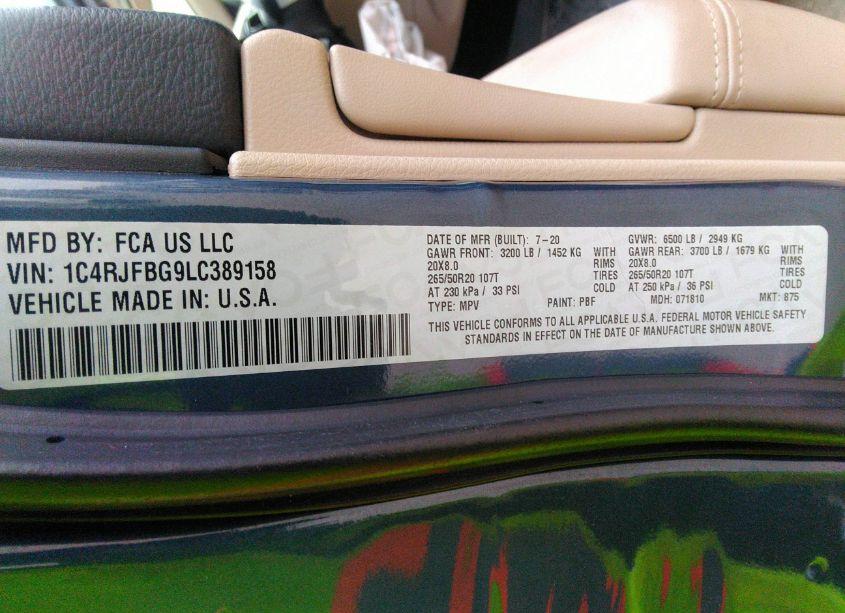 Photo 9 of 2020 Jeep Grand CHEROKEE LIMITED 4X4 (VIN 1C4RJFBG9LC389158)