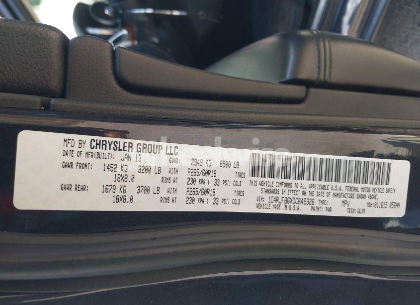 Photo 9 of 2013 Jeep Grand CHEROKEE LIMITED (VIN 1C4RJFBGXDC649326)