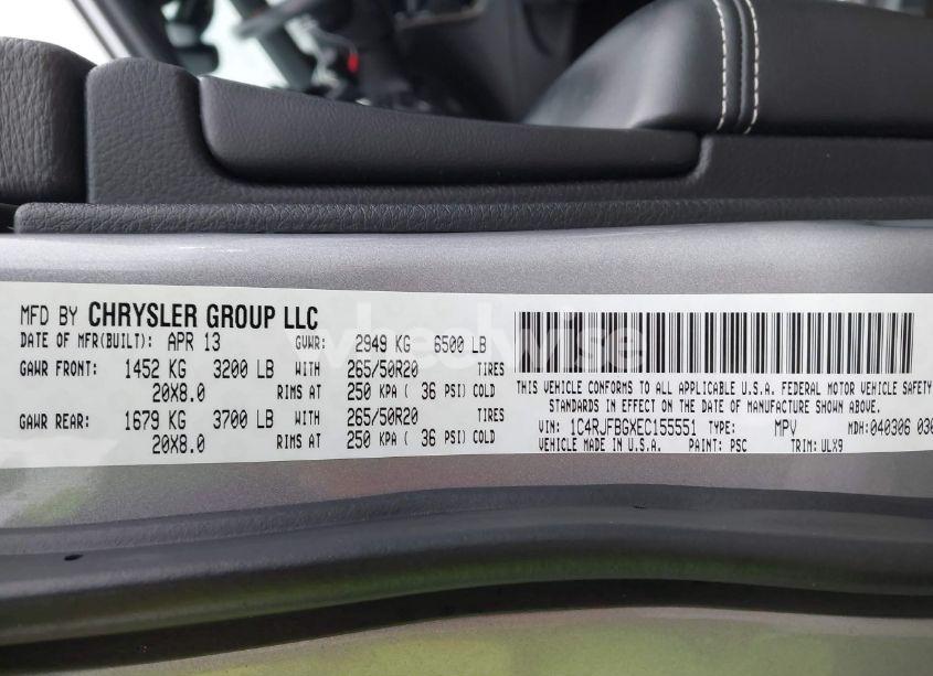 Photo 9 of 2014 Jeep Grand CHEROKEE LIMITED (VIN 1C4RJFBGXEC155551)