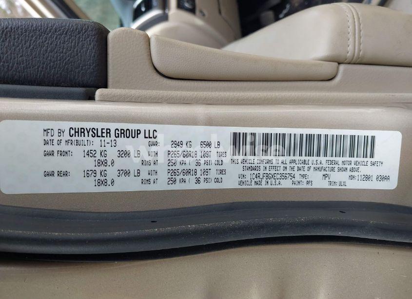 Photo 9 of 2014 Jeep Grand CHEROKEE LIMITED (VIN 1C4RJFBGXEC356754)