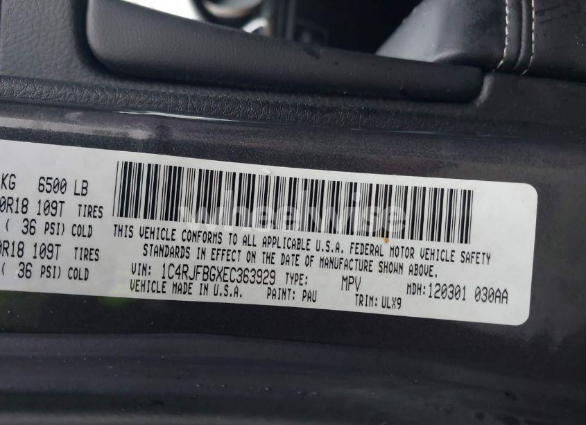 Photo 9 of 2014 Jeep Grand CHEROKEE LIMITED (VIN 1C4RJFBGXEC363929)