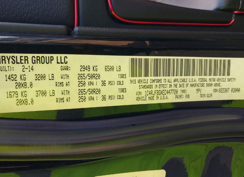 Photo 9 of 2014 Jeep Grand CHEROKEE LIMITED (VIN 1C4RJFBGXEC447720)