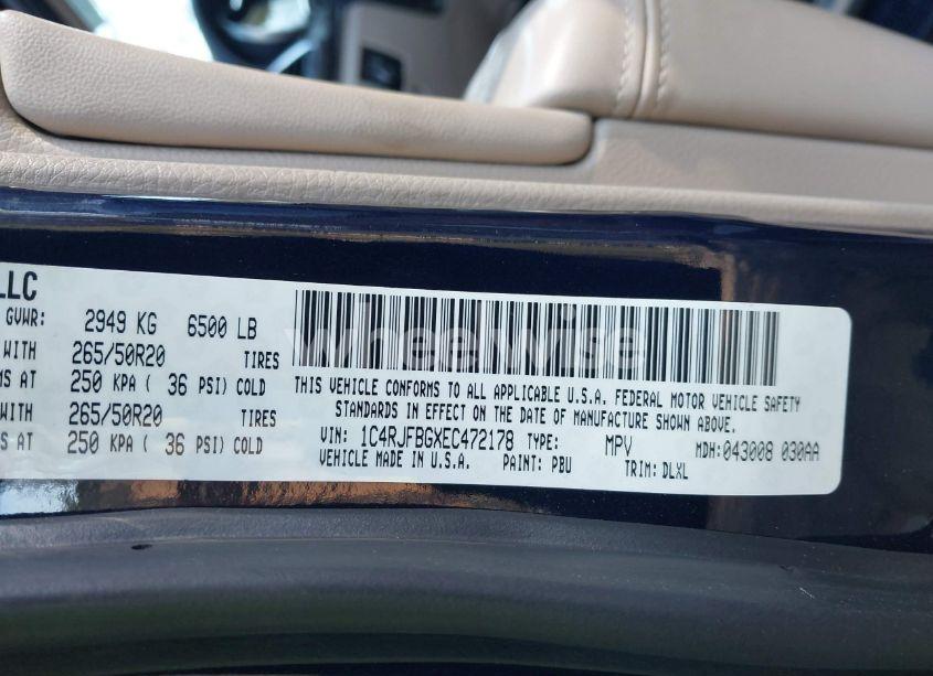 Photo 9 of 2014 Jeep Grand CHEROKEE LIMITED (VIN 1C4RJFBGXEC472178)