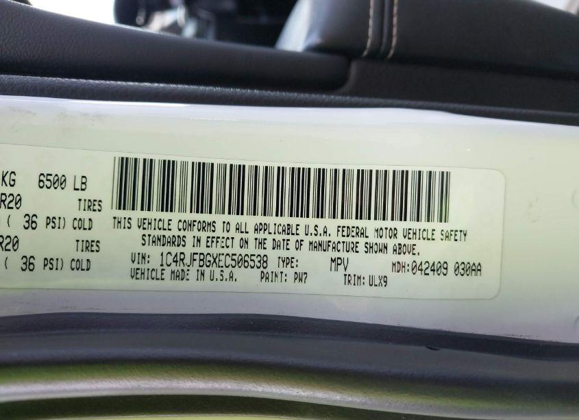 Photo 9 of 2014 Jeep Grand CHEROKEE LIMITED (VIN 1C4RJFBGXEC506538)