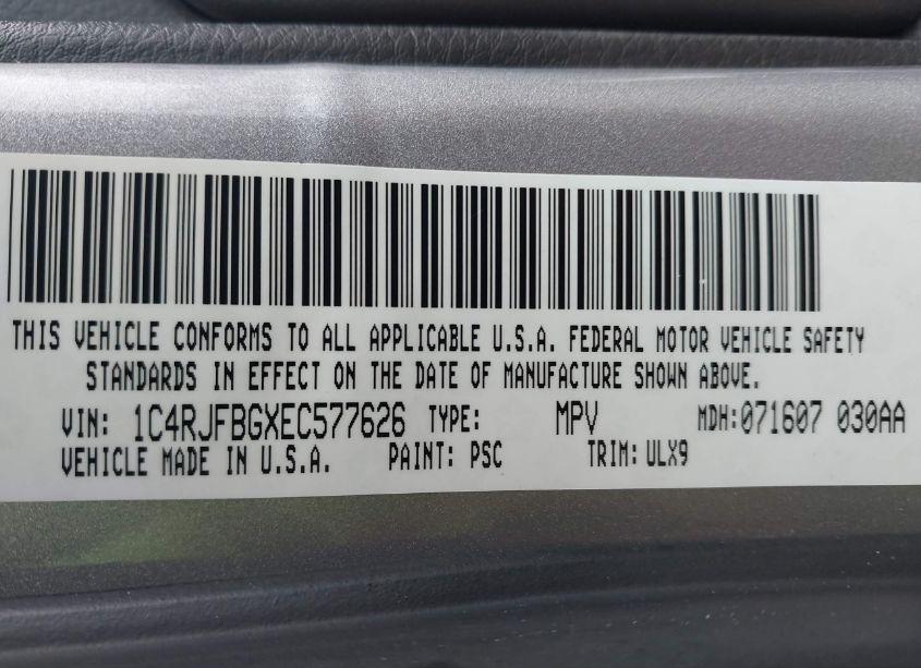 Photo 9 of 2014 Jeep Grand CHEROKEE LIMITED (VIN 1C4RJFBGXEC577626)