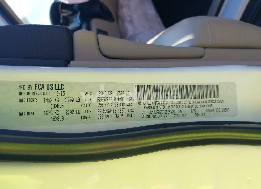 Photo 9 of 2015 Jeep Grand CHEROKEE LIMITED (VIN 1C4RJFBGXFC135124)