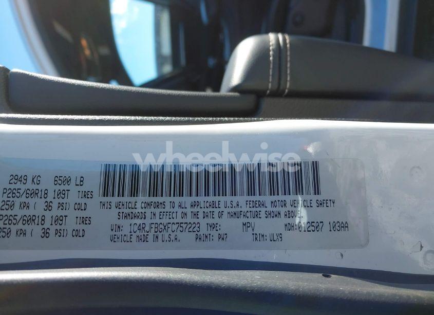 Photo 9 of 2015 Jeep Grand CHEROKEE LIMITED (VIN 1C4RJFBGXFC757223)