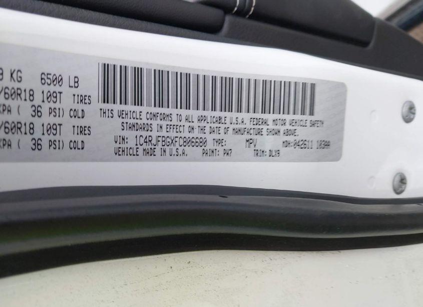 Photo 9 of 2015 Jeep Grand CHEROKEE LIMITED (VIN 1C4RJFBGXFC806680)