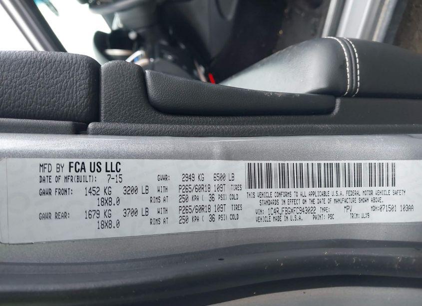 Photo 9 of 2015 Jeep Grand CHEROKEE LIMITED (VIN 1C4RJFBGXFC943022)