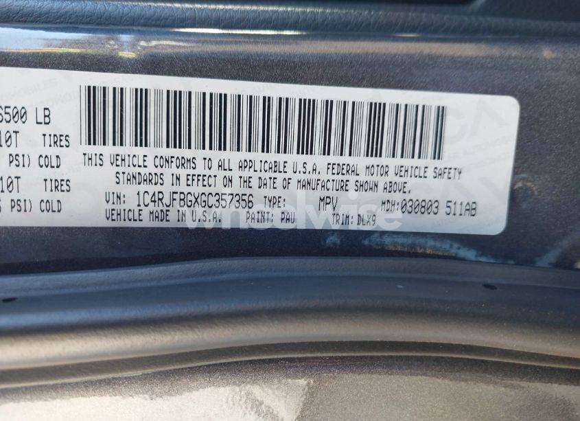 Photo 9 of 2016 Jeep Grand CHEROKEE LIMITED (VIN 1C4RJFBGXGC357356)