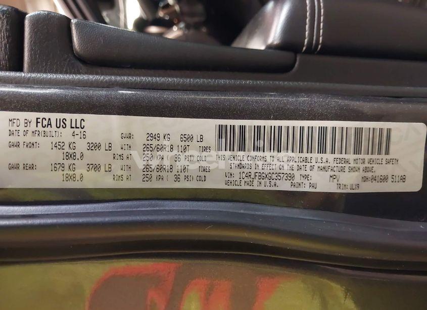 Photo 9 of 2016 Jeep Grand CHEROKEE LIMITED (VIN 1C4RJFBGXGC357390)