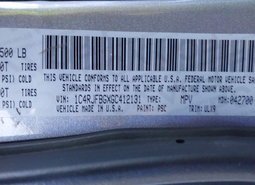 Photo 9 of 2016 Jeep Grand CHEROKEE LIMITED (VIN 1C4RJFBGXGC412131)