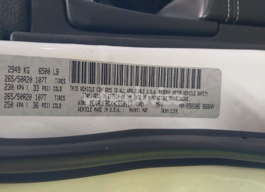 Photo 9 of 2017 Jeep Grand CHEROKEE LIMITED 4X4 (VIN 1C4RJFBGXHC659117)