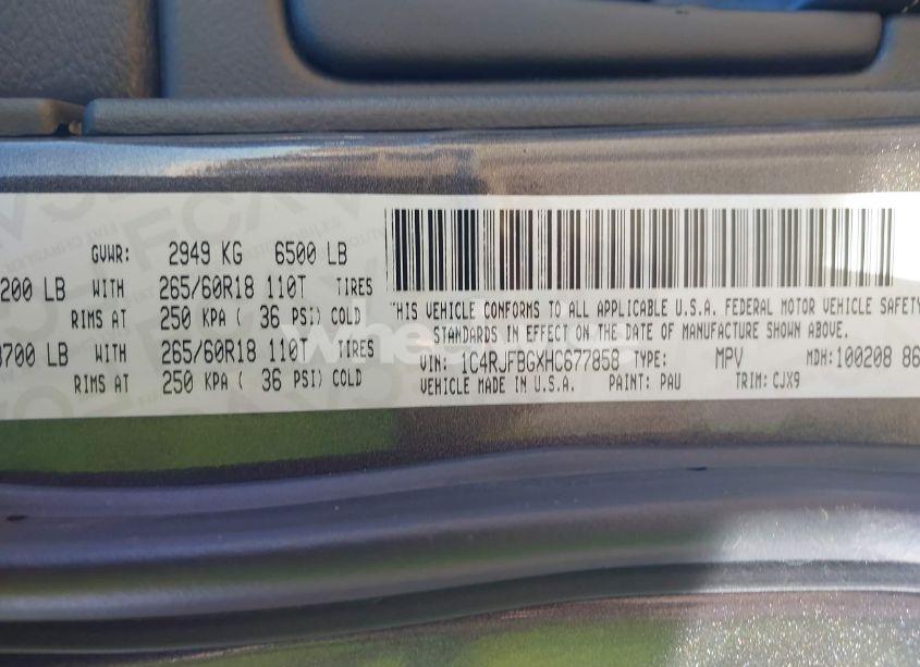 Photo 9 of 2017 Jeep Grand CHEROKEE LIMITED 4X4 (VIN 1C4RJFBGXHC677858)