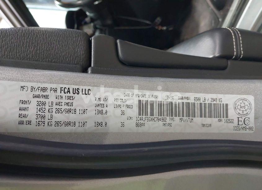 Photo 9 of 2017 Jeep Grand CHEROKEE LIMITED (VIN 1C4RJFBGXHC704962)