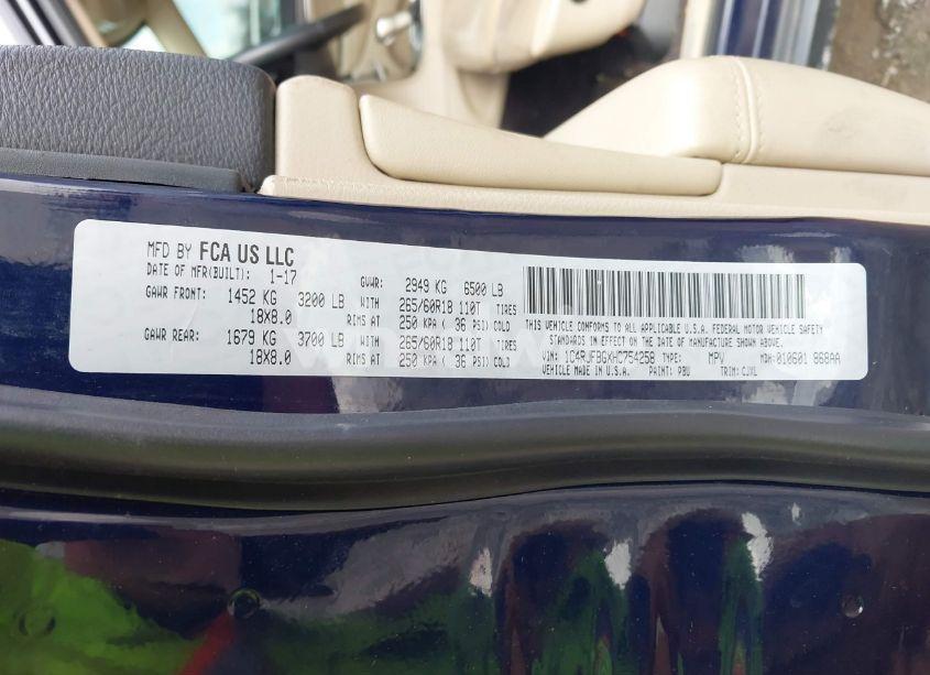 Photo 9 of 2017 Jeep Grand CHEROKEE LIMITED 4X4 (VIN 1C4RJFBGXHC754258)