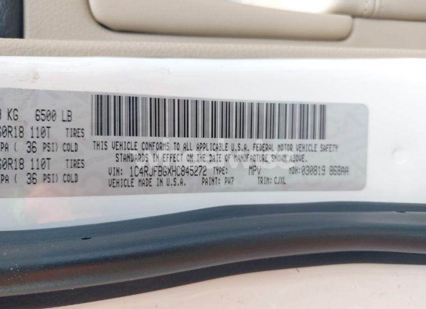 Photo 9 of 2017 Jeep Grand CHEROKEE LIMITED 4X4 (VIN 1C4RJFBGXHC845272)