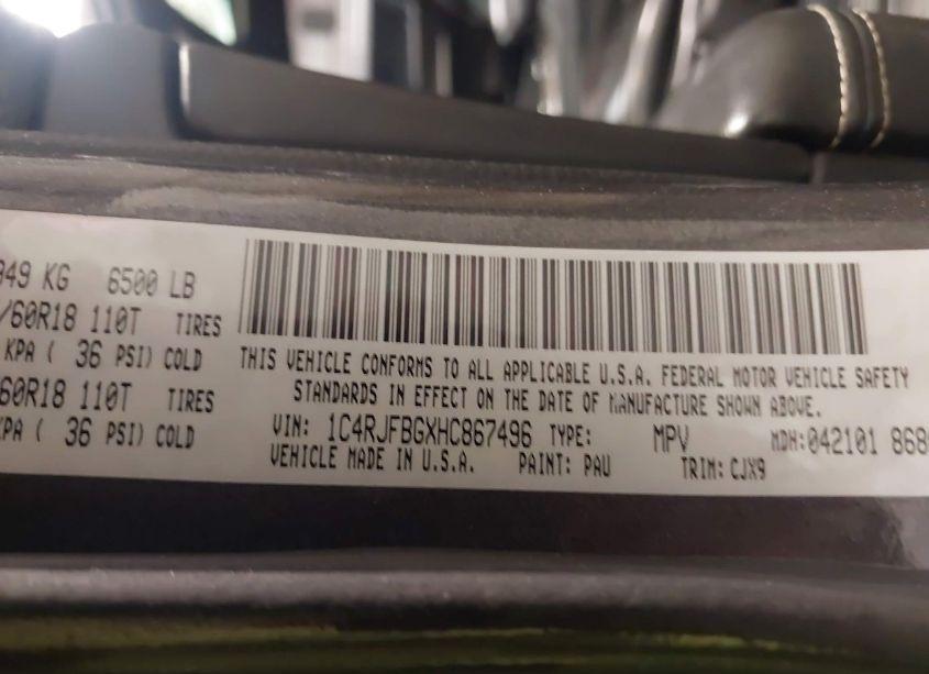 Photo 9 of 2017 Jeep Grand CHEROKEE LIMITED 4X4 (VIN 1C4RJFBGXHC867496)