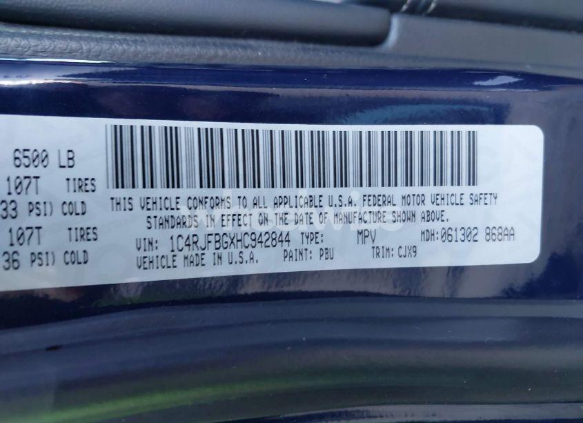 Photo 9 of 2017 Jeep Grand CHEROKEE LIMITED 4X4 (VIN 1C4RJFBGXHC942844)