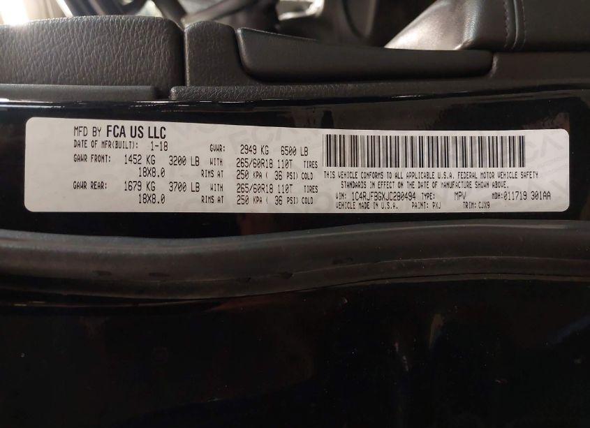 Photo 9 of 2018 Jeep Grand CHEROKEE LIMITED 4X4 (VIN 1C4RJFBGXJC280494)