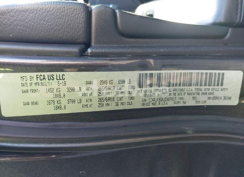 Photo 9 of 2018 Jeep Grand CHEROKEE LIMITED 4X4 (VIN 1C4RJFBGXJC407017)