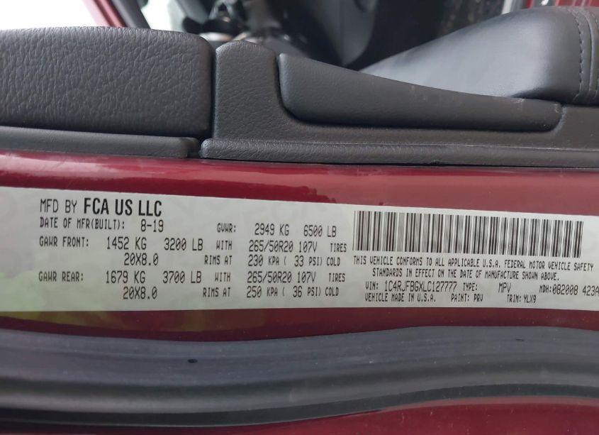 Photo 9 of 2020 Jeep Grand CHEROKEE LIMITED X 4X4 (VIN 1C4RJFBGXLC127777)