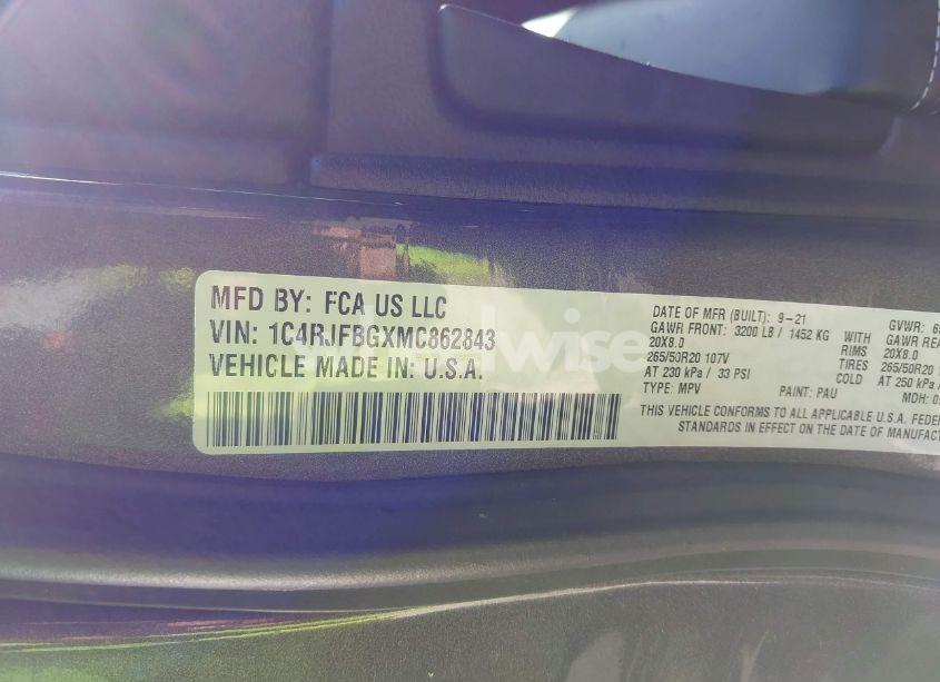 Photo 9 of 2021 Jeep Grand CHEROKEE 80TH ANNIVERSARY 4X4 (VIN 1C4RJFBGXMC862843)