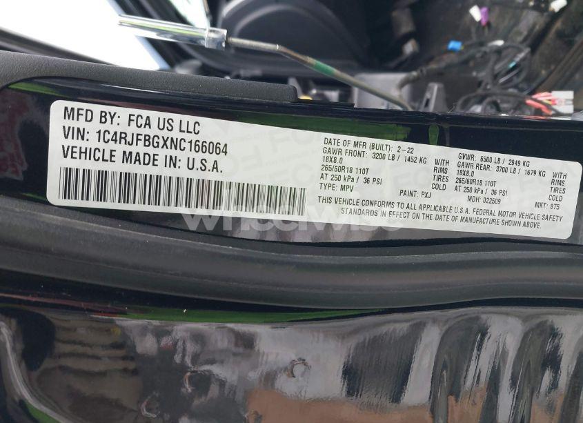 Photo 9 of 2022 Jeep Grand CHEROKEE WK LIMITED 4X4 (VIN 1C4RJFBGXNC166064)