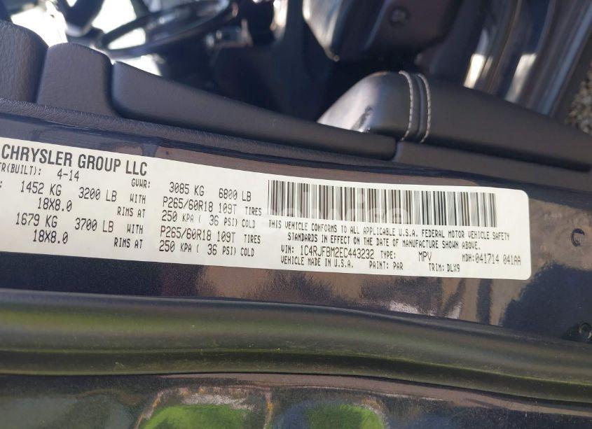 Photo 9 of 2014 Jeep Grand CHEROKEE LIMITED (VIN 1C4RJFBM2EC443232)