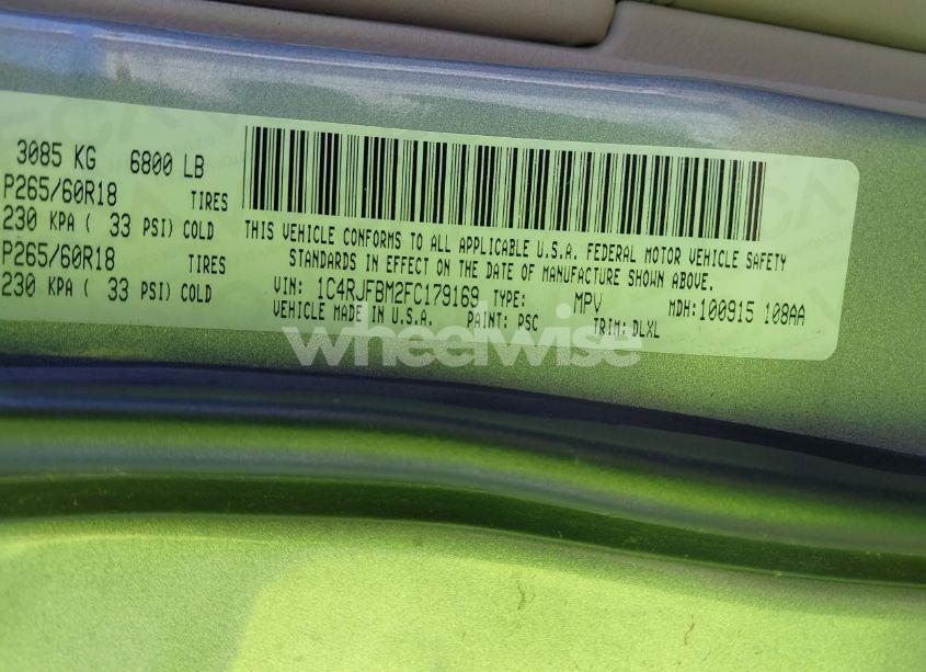 Photo 9 of 2015 Jeep Grand CHEROKEE LIMITED (VIN 1C4RJFBM2FC179169)