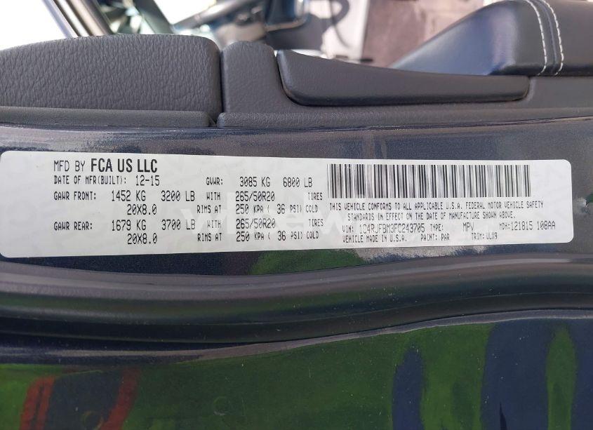 Photo 9 of 2015 Jeep Grand CHEROKEE LIMITED (VIN 1C4RJFBM3FC243705)