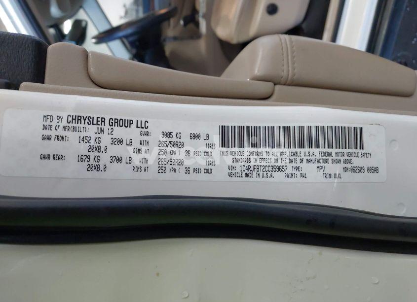 Photo 9 of 2012 Jeep Grand CHEROKEE LIMITED (VIN 1C4RJFBT2CC359657)