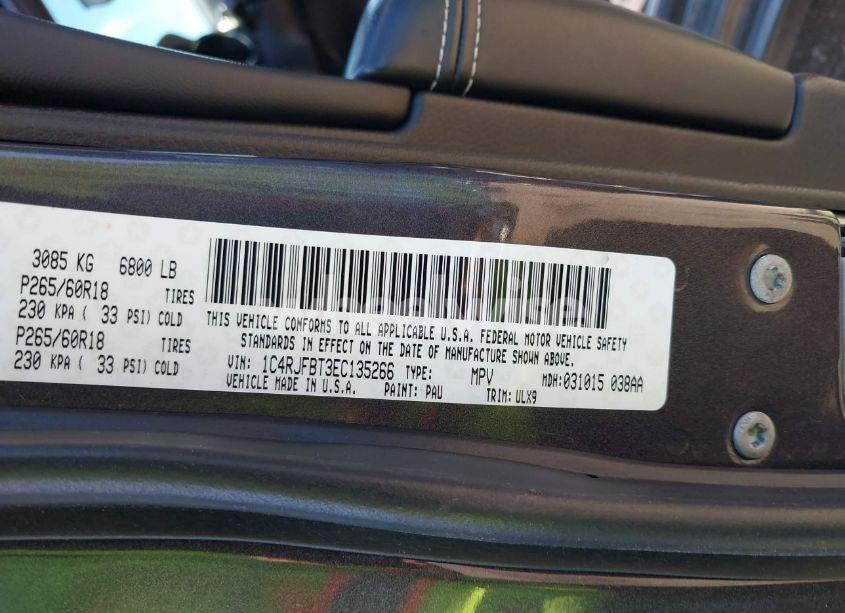 Photo 9 of 2014 Jeep Grand CHEROKEE LIMITED (VIN 1C4RJFBT3EC135266)