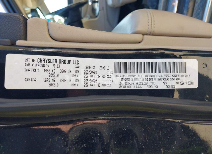 Photo 9 of 2014 Jeep Grand CHEROKEE LIMITED (VIN 1C4RJFBT3EC195354)