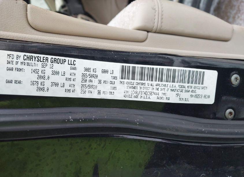 Photo 9 of 2013 Jeep Grand CHEROKEE LIMITED (VIN 1C4RJFBT4DC567444)