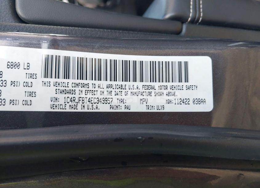 Photo 9 of 2014 Jeep Grand CHEROKEE LIMITED (VIN 1C4RJFBT4EC349957)