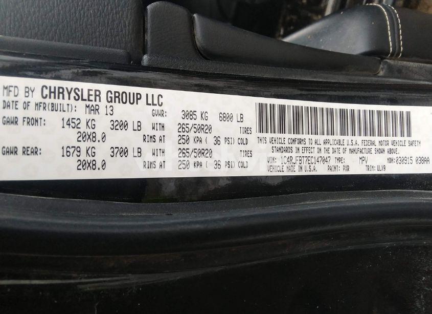 Photo 9 of 2014 Jeep Grand CHEROKEE LIMITED (VIN 1C4RJFBT7EC147047)