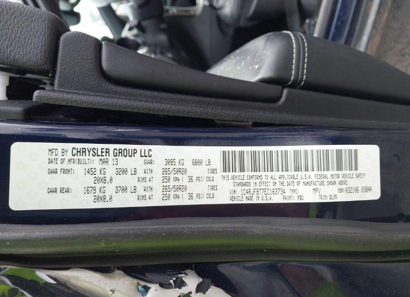 Photo 9 of 2014 Jeep Grand CHEROKEE LIMITED (VIN 1C4RJFBT7EC163734)