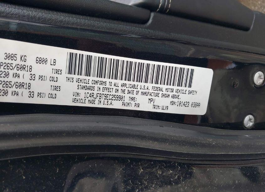 Photo 9 of 2014 Jeep Grand CHEROKEE LIMITED (VIN 1C4RJFBT9EC259901)