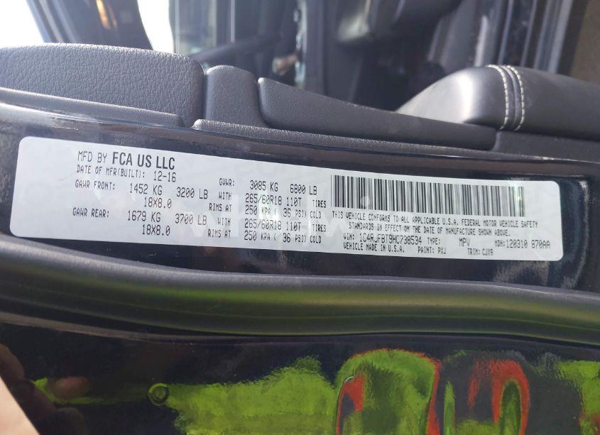 Photo 9 of 2017 Jeep Grand CHEROKEE LIMITED 4X4 (VIN 1C4RJFBT9HC738534)