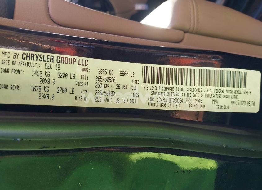 Photo 9 of 2013 Jeep Grand CHEROKEE LIMITED (VIN 1C4RJFBTXDC641336)