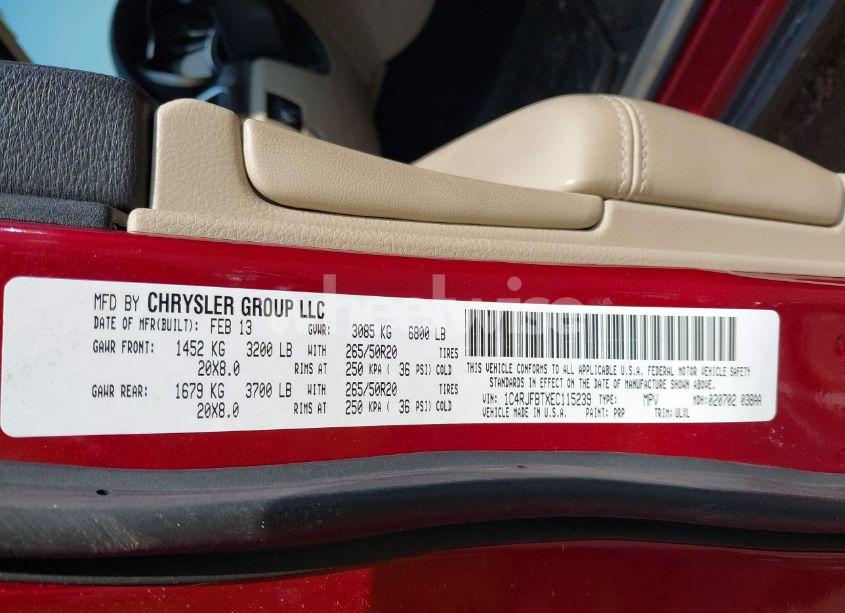 Photo 9 of 2014 Jeep Grand CHEROKEE LIMITED (VIN 1C4RJFBTXEC115239)