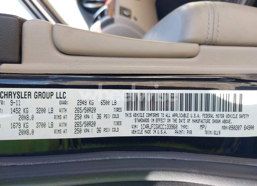 Photo 9 of 2012 Jeep Grand CHEROKEE OVERLAND (VIN 1C4RJFCG0CC133960)