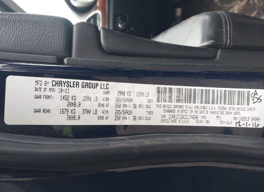 Photo 9 of 2012 Jeep Grand CHEROKEE OVERLAND (VIN 1C4RJFCG0CC174606)