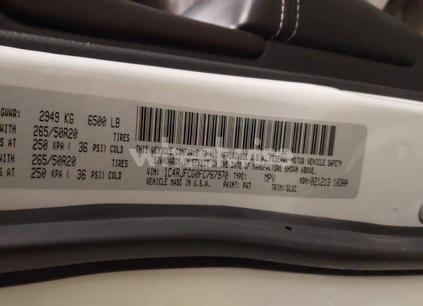 Photo 9 of 2015 Jeep Grand CHEROKEE OVERLAND (VIN 1C4RJFCG0FC767970)