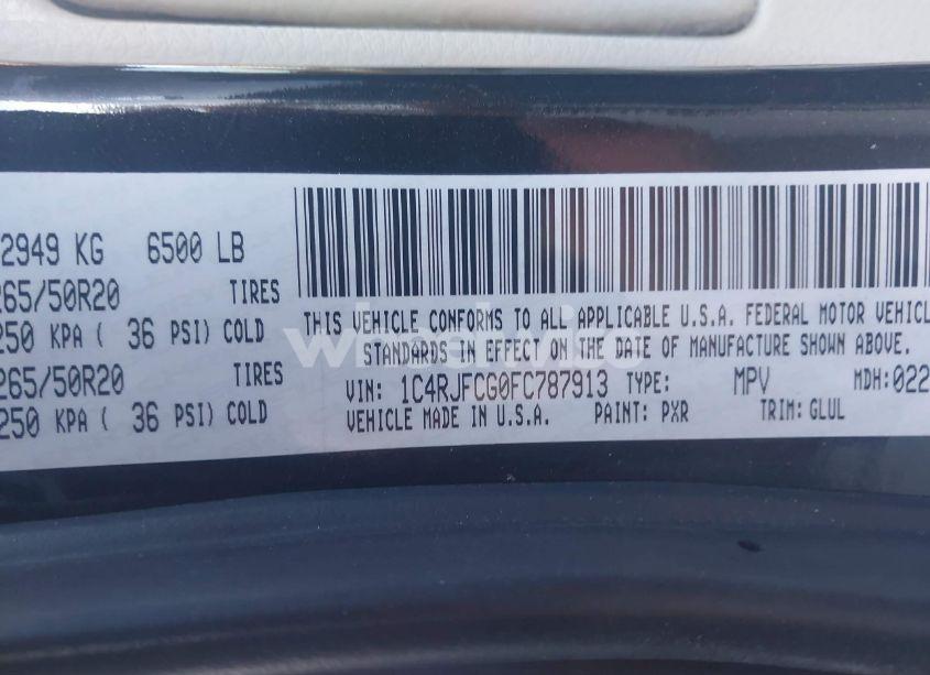 Photo 9 of 2015 Jeep Grand CHEROKEE OVERLAND (VIN 1C4RJFCG0FC787913)