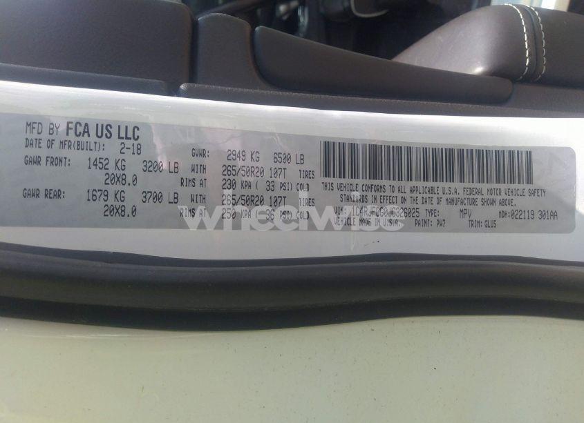 Photo 9 of 2018 Jeep Grand CHEROKEE OVERLAND 4X4 (VIN 1C4RJFCG0JC326025)