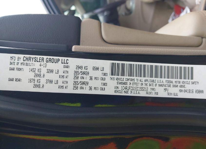 Photo 9 of 2014 Jeep Grand CHEROKEE OVERLAND (VIN 1C4RJFCG1EC155212)